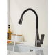 Смеситель для кухни HAIBA HB73823-3 с гибким изливом, чёрный/оружейная сталь