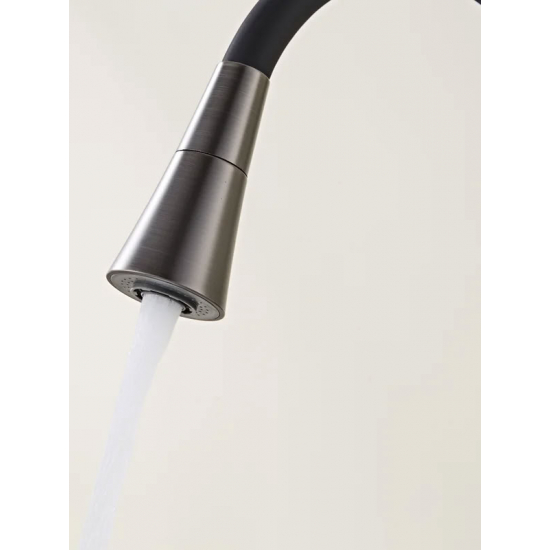 Смеситель для кухни HAIBA HB73823-3 с гибким изливом, чёрный/оружейная сталь