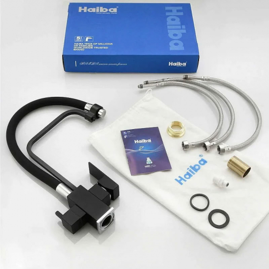 Смеситель для кухни HAIBA HB76857 с краном для питьевой воды, чёрный