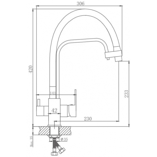 Смеситель для кухни HAIBA HB76857 с краном для питьевой воды, чёрный