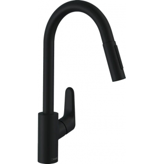 Смеситель для кухни HANSGROHE Focus M41 240 с вытяжным изливом, чёрный