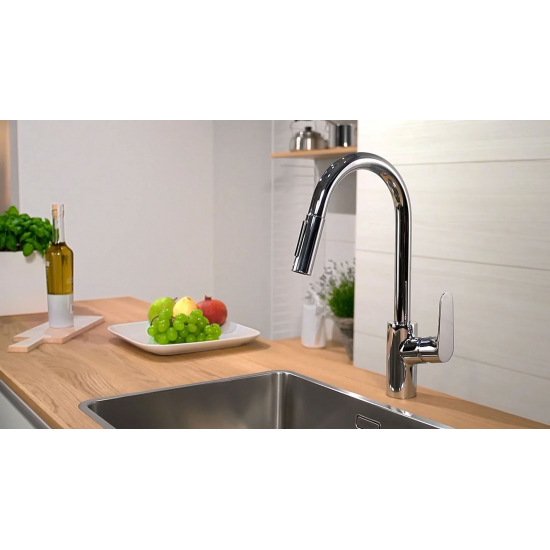 Смеситель для кухни HANSGROHE Focus M41 240 с вытяжным изливом, хром