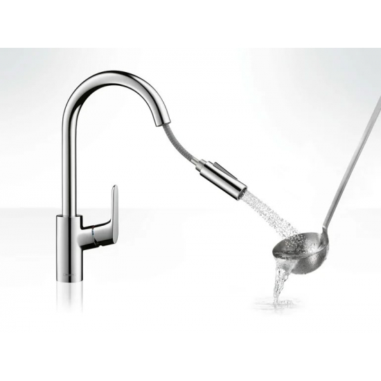 Смеситель для кухни HANSGROHE Focus M41 240 с вытяжным изливом, хром