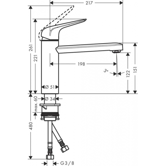 Смеситель для кухни HANSGROHE Focus M42 120 хром