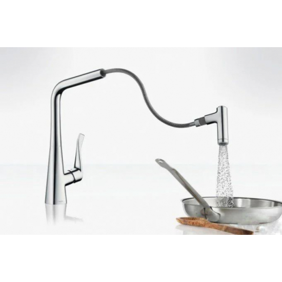 Смеситель для кухни HANSGROHE Metris M71 220 с вытяжным изливом, хром