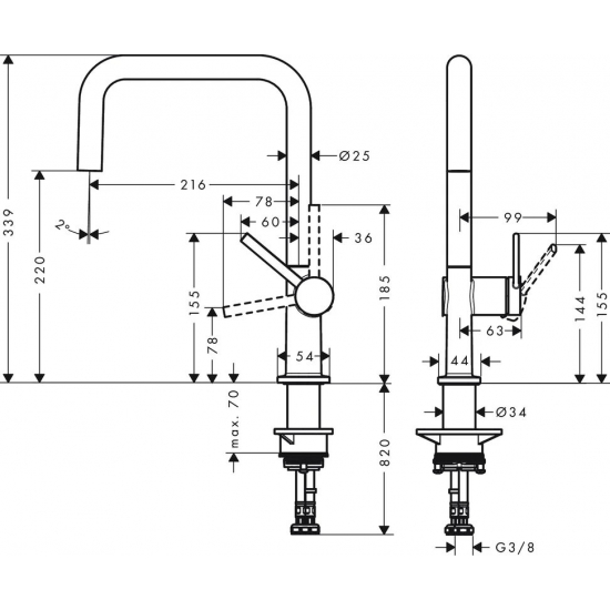 Смеситель для кухни HANSGROHE Talis M54 U 220 чёрный