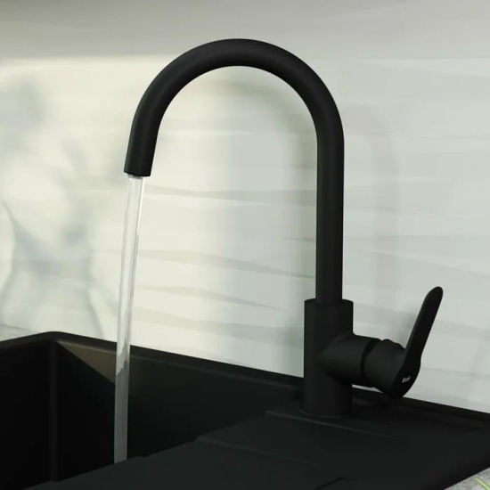 Смеситель для кухни IDDIS Cuba CUBBLFJi05 с краном для питьевой воды, чёрный