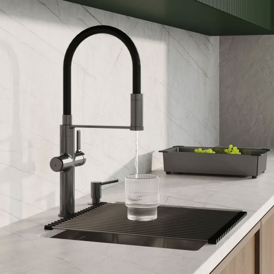 Смеситель для кухни IDDIS Ikon IKNGMFFi05 с краном для питьевой воды, графит