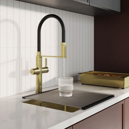 Смеситель для кухни IDDIS Ikon IKNMGFFi05 с краном для питьевой воды, золото
