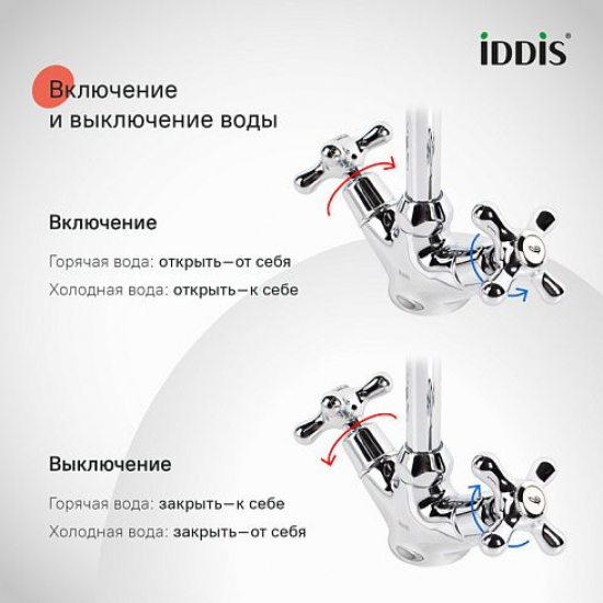 Смеситель для кухни IDDIS Jeals 59000T4C+W04 хром