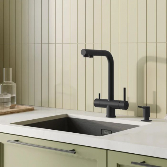 Смеситель для кухни IDDIS Umbra UMBBLPFi05 с краном для питьевой воды, чёрный