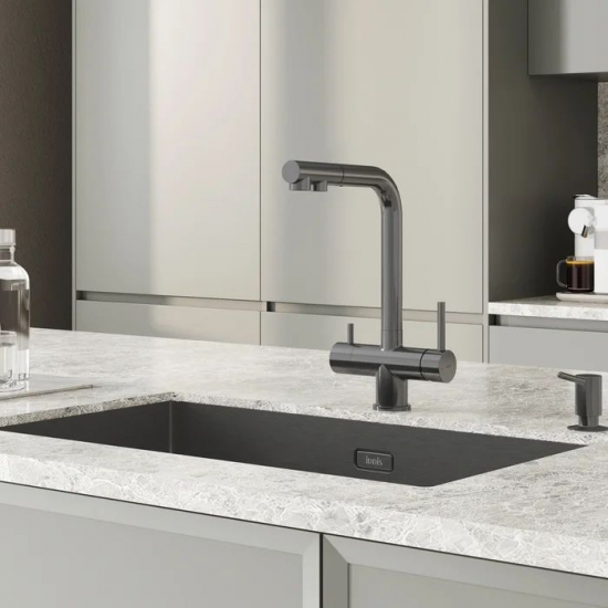 Смеситель для кухни IDDIS Umbra UMBGMPFi05 с краном для питьевой воды, графит