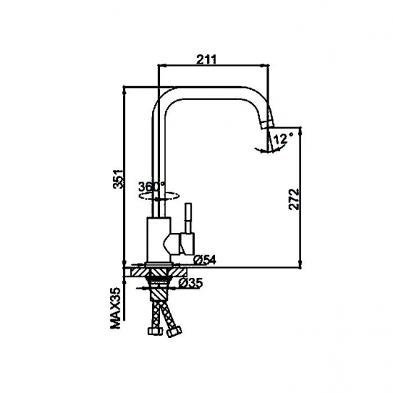 Смеситель для кухни из нержавеющей стали FRUD R40052 сатин