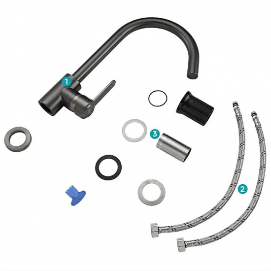 Смеситель для кухни из нержавеющей стали FRUD R42052-11 серый космос