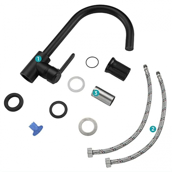 Смеситель для кухни из нержавеющей стали FRUD R42052-12 чёрный матовый