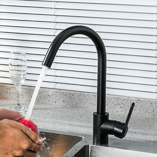 Смеситель для кухни из нержавеющей стали FRUD R42052-12 чёрный матовый