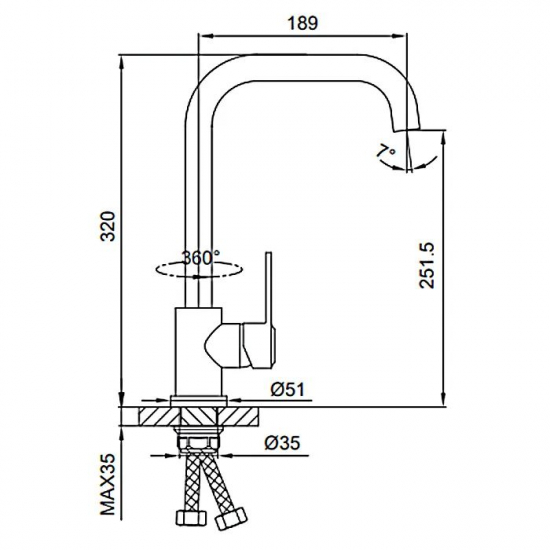 Смеситель для кухни из нержавеющей стали FRUD R42052-20