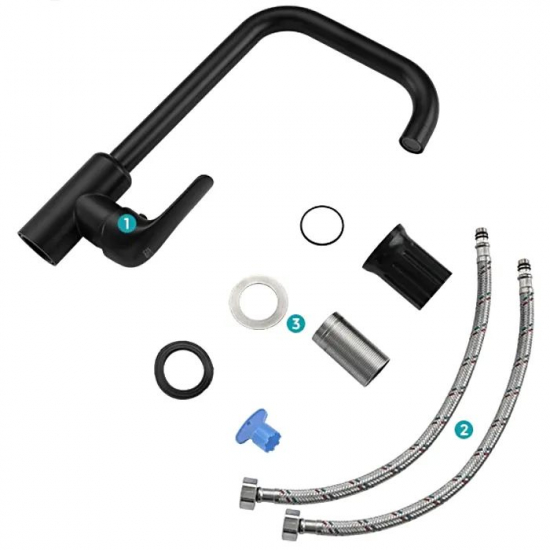 Смеситель для кухни из нержавеющей стали FRUD R43052-22 чёрный матовый