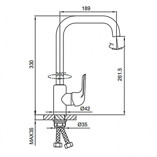 Смеситель для кухни из нержавеющей стали FRUD R43052-22 чёрный матовый