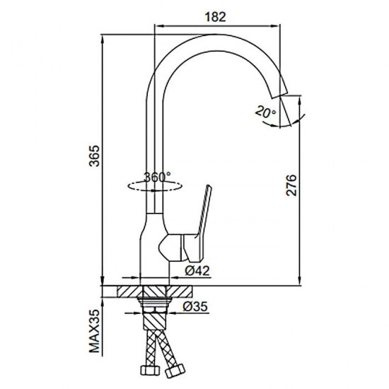 Смеситель для кухни из нержавеющей стали FRUD R44052-10