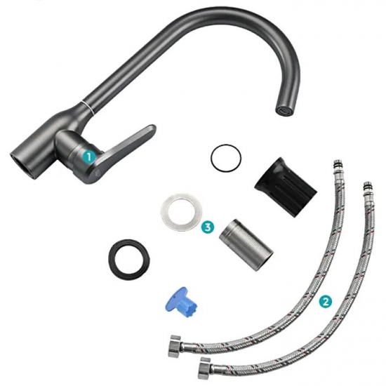 Смеситель для кухни из нержавеющей стали FRUD R44052-11 серый космос