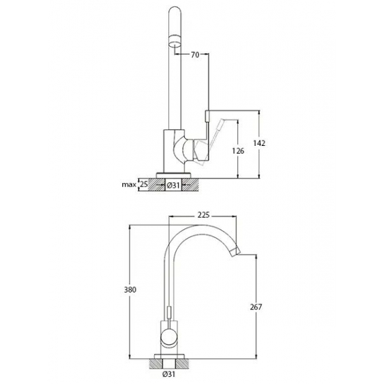Смеситель для кухни из нержавеющей стали GLAUF ZAP4-A090