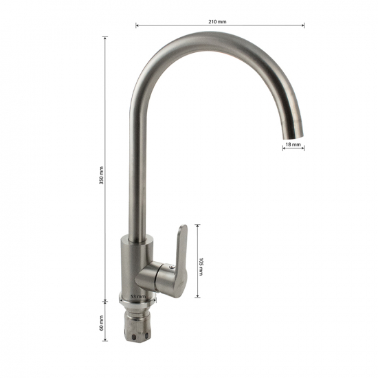 Смеситель для кухни из нержавеющей стали MAGNUS M9101