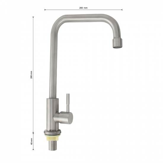 Смеситель для кухни из нержавеющей стали MAGNUS M9211 моно