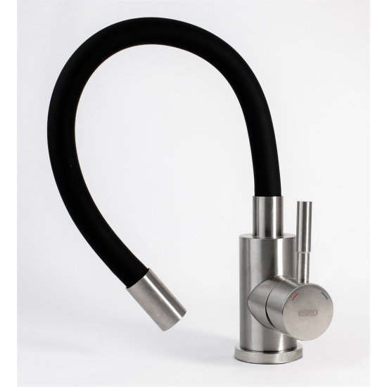 Смеситель для кухни из нержавеющей стали с гибким изливом ESKO K44B чёрный/сатин