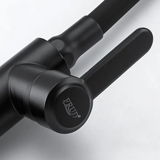 Смеситель для кухни из нержавеющей стали с гибким изливом FRUD R42052-32 чёрный матовый