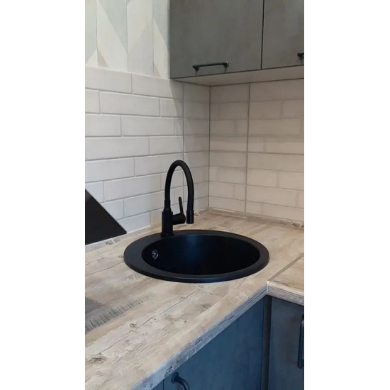 Смеситель для кухни из нержавеющей стали с гибким изливом FRUD R42052-32 чёрный матовый