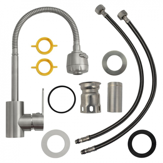 Смеситель для кухни из нержавеющей стали с гибким изливом MAGNUS M9214