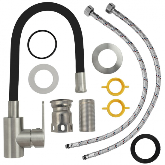 Смеситель для кухни из нержавеющей стали с гибким изливом MAGNUS M9216 чёрный