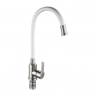 Смеситель для кухни из нержавеющей стали с гибким изливом MAGNUS M9221 белый