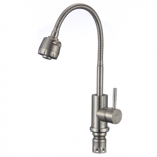 Смеситель для кухни из нержавеющей стали с гибким изливом SAVOL SUS3002-1