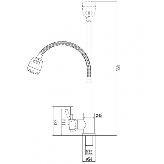 Смеситель для кухни из нержавеющей стали с гибким изливом SAVOL SUS3002-1