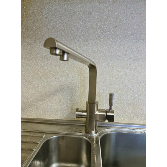 Смеситель для кухни KAISER Decor 40144-5 с краном для питьевой воды, серебро