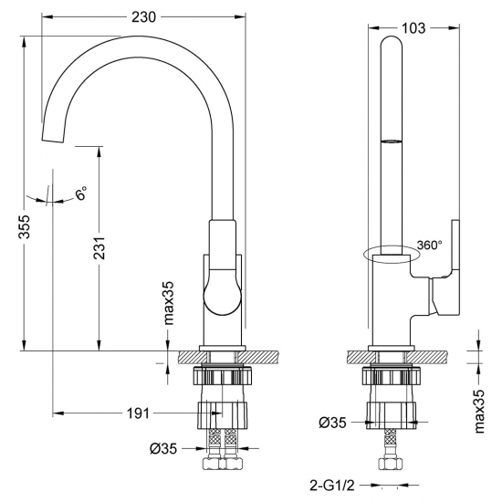 Смеситель для кухни LEMARK Aura LM0605C