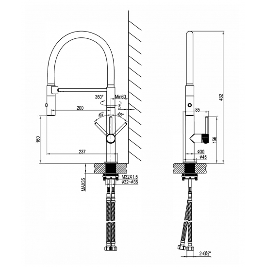Смеситель для кухни LEMARK Beluga LMF-8074B-BN с гибким изливом, никель