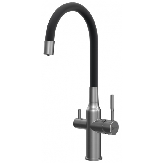 Смеситель для кухни LEMARK Expert LM5083GMN-Black с краном для питьевой воды, графит 