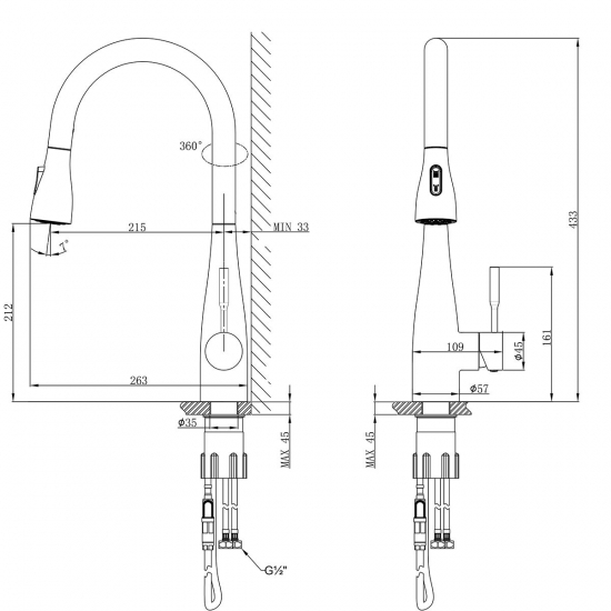 Смеситель для кухни LEMARK Expert LM5084S с вытяжным изливом