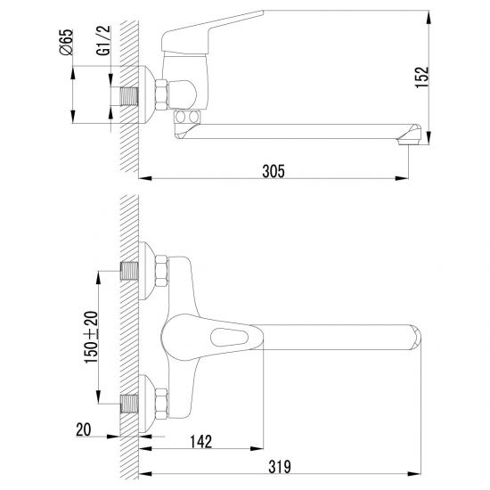 Смеситель для кухни LEMARK Luna LM4111C настенный