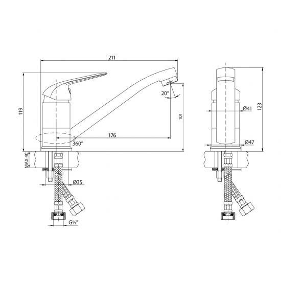 Смеситель для кухни LEMARK Plus Advance LM1204C