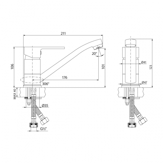 Смеситель для кухни LEMARK Plus Grace LM1504C