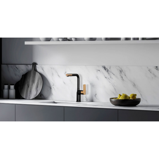 Смеситель для кухни LEMARK Ursus LM7205BLR чёрный/золото