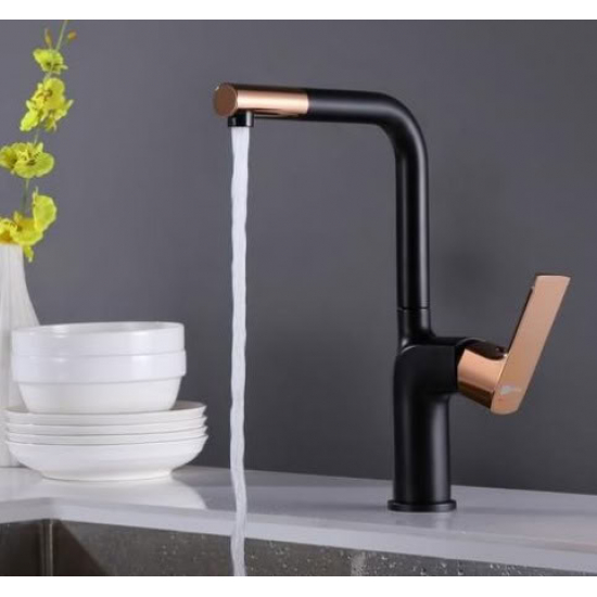 Смеситель для кухни LEMARK Ursus LM7205BLR чёрный/золото