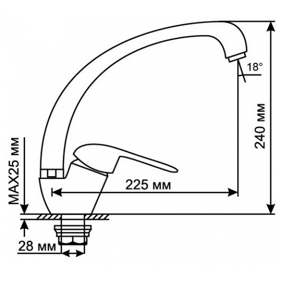 Смеситель для кухни MIXLINE ML05-032 (без подводки)