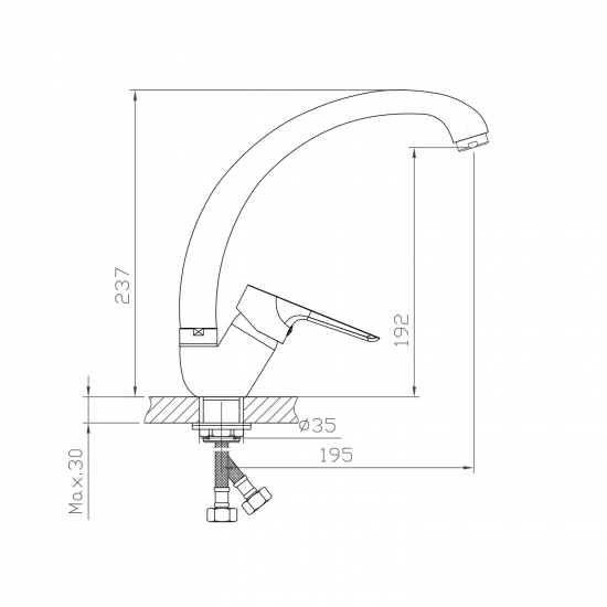 Смеситель для кухни MIXLINE ML14-031GR графит