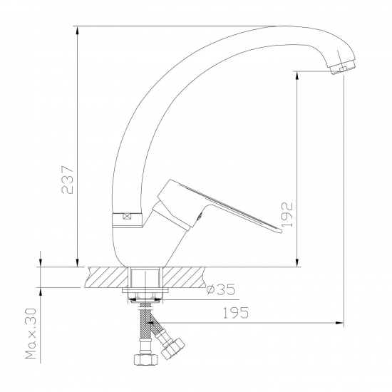 Смеситель для кухни MIXLINE ML15-032GR графит