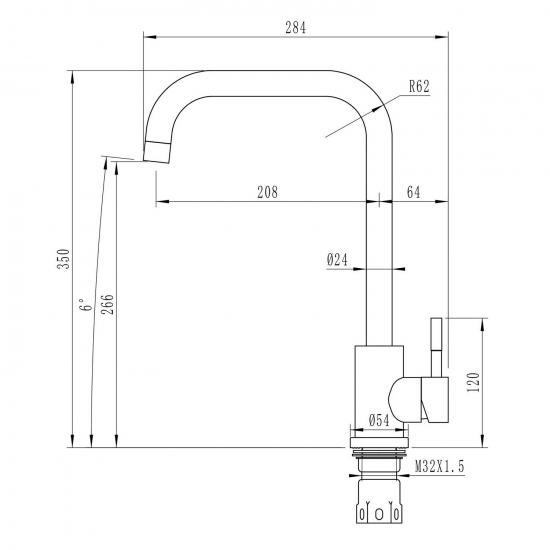 Смеситель для кухни MIXLINE MLSS-0301BR из нержавеющей стали, бронза